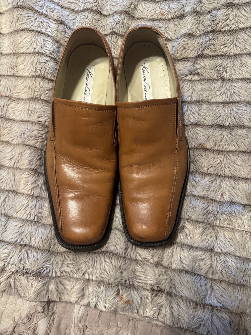 Kenneth Cole Men's Slip-On Loafers in Brown Tan Leather